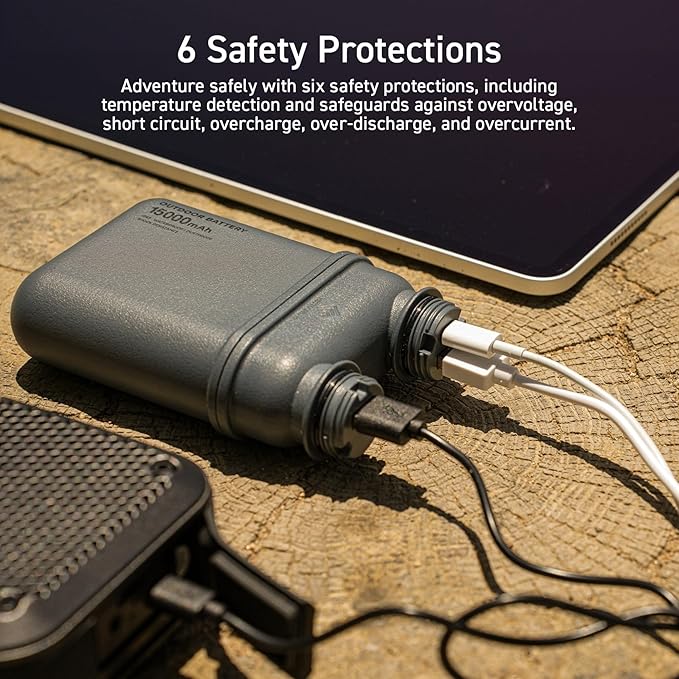 NESTOUT Rugged Power Bank, 15000mAh Outdoor Charger, 32W USB C Fast Charging PD, Waterproof IP67