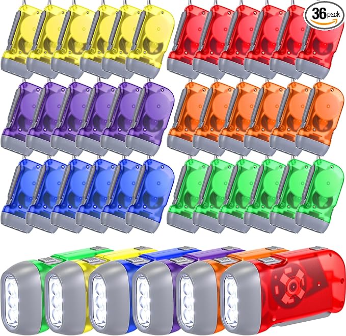 Treela 36 Pcs Hand Crank Flashlights Operation Christmas Bulk Items Squeeze Flashlight No Battery