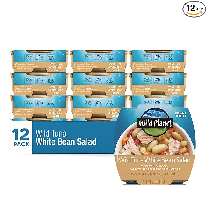 Wild Planet Ready-To-Eat Wild Tuna White Bean Salad With Organic Chickpeas, Carrots, Red Peppers &