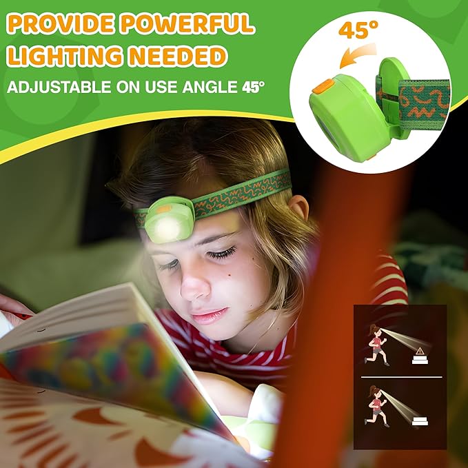 EverBrite LED Headlamp Rechargeable Kids Headlamp with RGB Mode and Adjustable Headband, 3 Modes