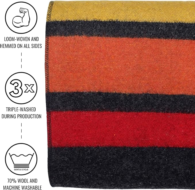 Arcturus Rainier Wool Blanket - 4.5lbs Warm, Heavy, Washable, Large | Great for Camping, Outdoors