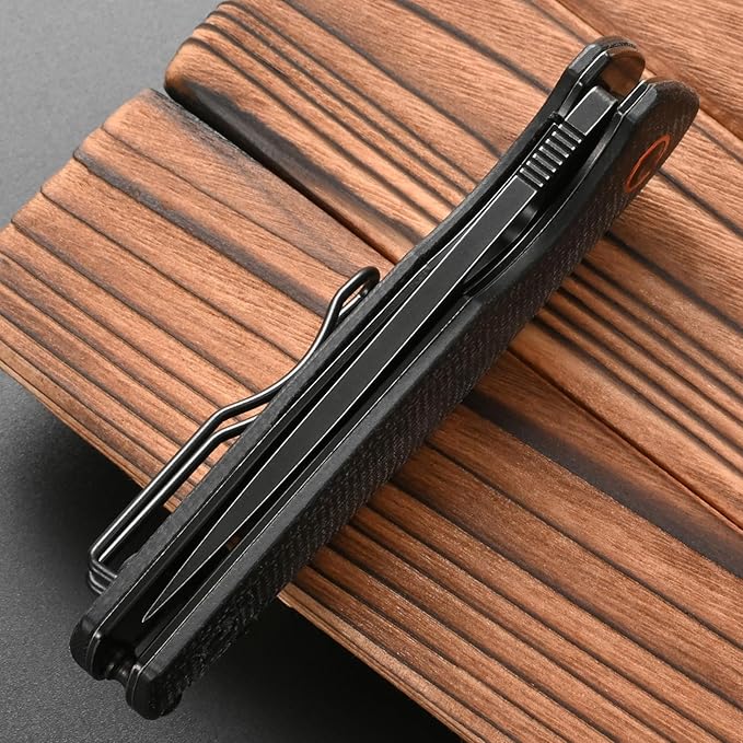 FF5 Folding Pocket Knife,DC53 Steel Blade Micarta Handle with Pocket Clip for Outdoor Camping