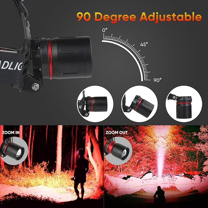 WINDFIRE Red Light Headlamp, Rechargeable Red Hunting Lights Headlight with 3 Lighting Modes