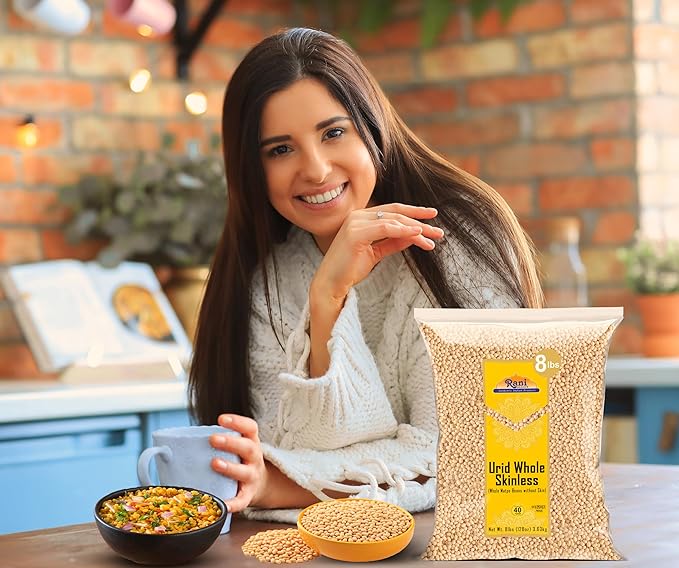 Rani Urid/Urad Gota White (Matpe Beans Skinless) Indian Lentils 128oz (8lbs) 3.63kg Bulk ~ All