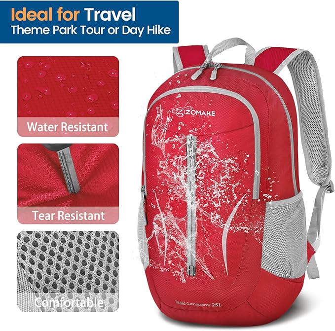 ZOMAKE Ultra Lightweight Packable Backpack 25L, Foldable Hiking Backpacks Water Resistant Small