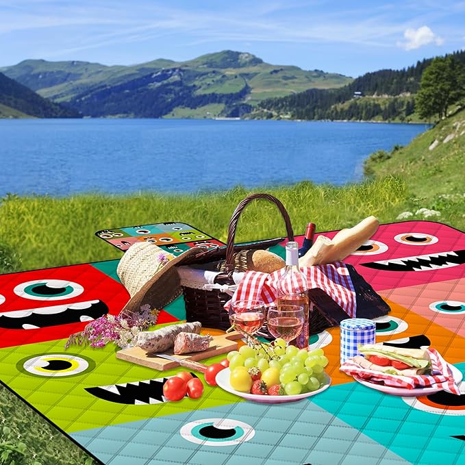 Extra Large Picnic Blanket Waterproof,80"x 80"Foldable Machine Washable Beach Blankets,Outdoor
