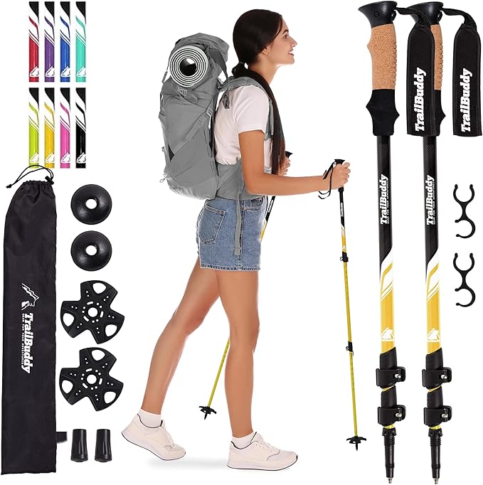 TrailBuddy Trekking Poles ??Lightweight 7075 Aluminum Hiking Poles for Women, Men & Seniors