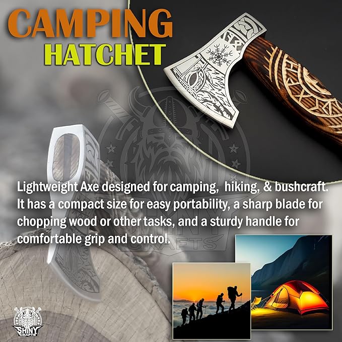SHINY CRAFTS | Custom Handmade Carbon Steel Viking Axe,Valentine's Day Gift, Birthday Gift for him