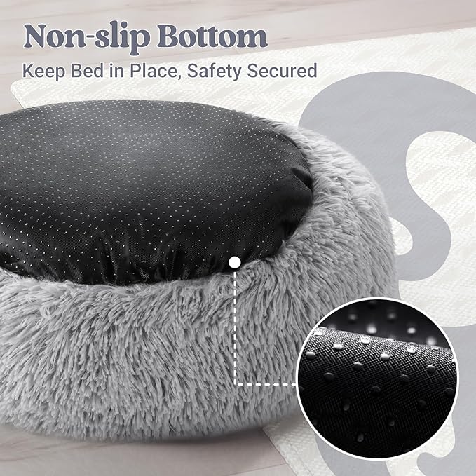 rabbitgoo Cat Beds for Indoor, 20 inches Machine Washable, Fluffy Round Pet Bed Non-Slip, Calming
