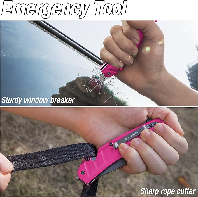 FLISSA Folding Pocket Knife, Tactical Knife with Liner Lock, Tanto Blade, Pocket Clip, Glass