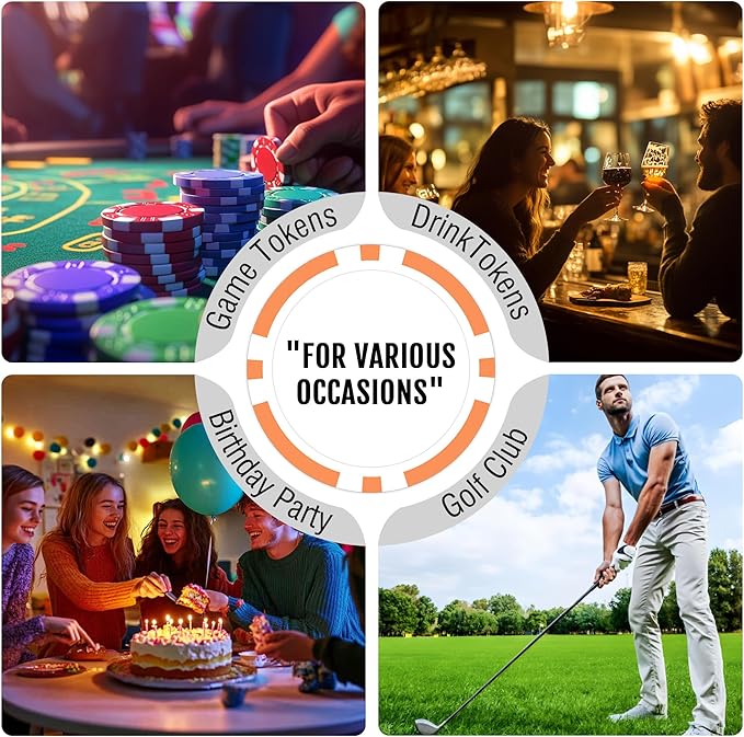 50-500 Custom Poker Chips, 11.5g Casino Size Clay Chips, Upload Your Image or Text for