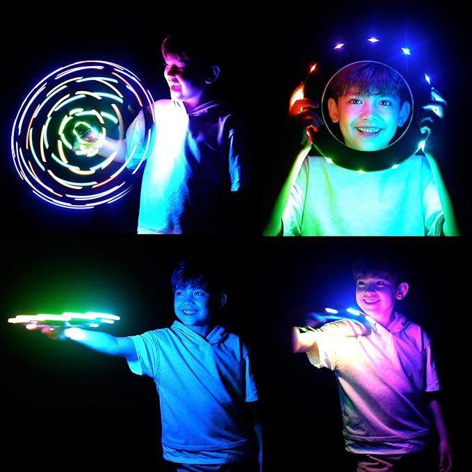 TOSY Flying Ring - 12 LEDs, Super Bright, Lost Mode, Auto Light Up, Camping Essentials for