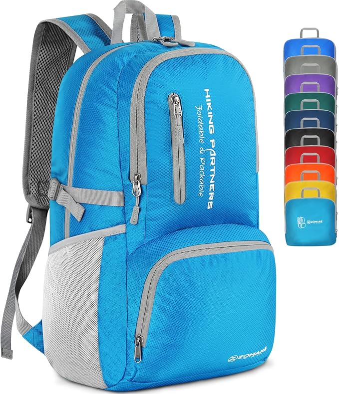 ZOMAKE Lightweight Packable Backpack, 35L Light Foldable Hiking Backpacks Water Resistant