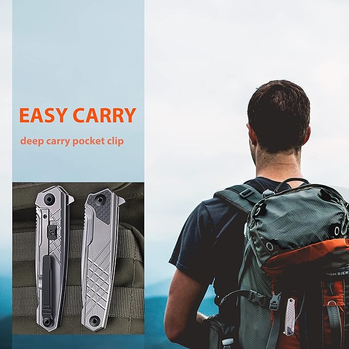 Ruike Tactical Folding Pocket Knife for Men,N690 Stainless Steel Blade,TC4 Titanium Alloy