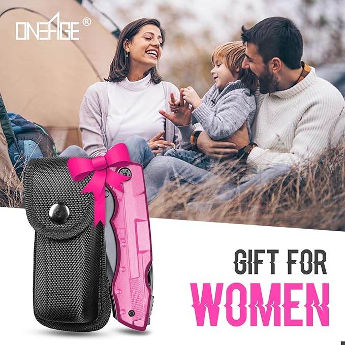 Gifts for Women Wife Girlfriend Her - Mothers Day Gifts, Pin-k Multitool Knife - Christmas Birthday