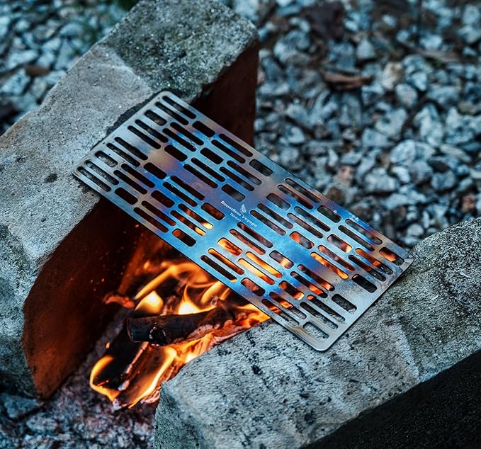 Boundless Voyage Mini Size Durable Titanium Charcoal BBQ Grill Plate Include a Carry Bag for