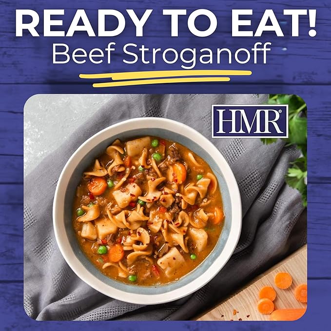 HMR Beef Stroganoff with Noodles Entrée | Pre-packaged Lunch or Dinner | Ready to Eat | 19g of