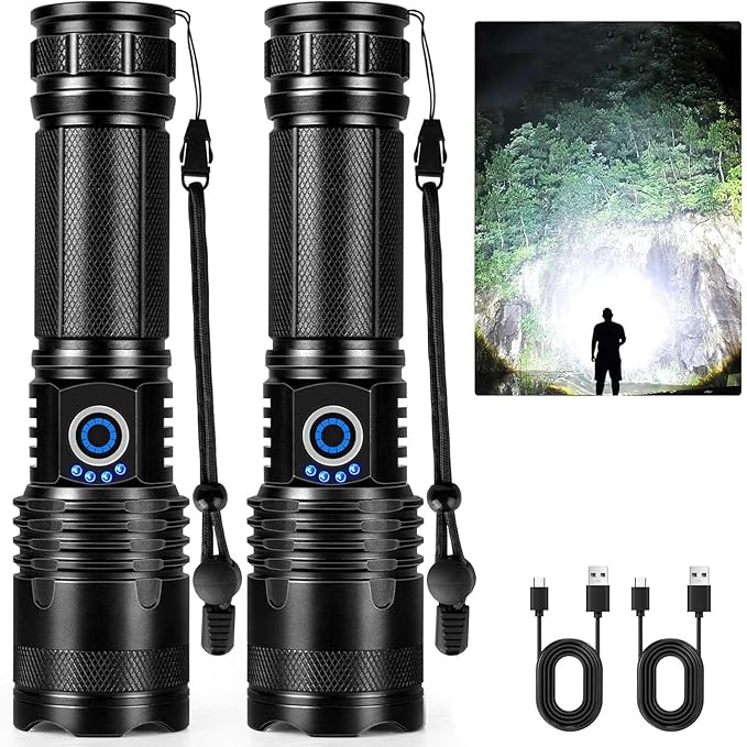 Rechargeable LED Flashlights High Lumens, 90,000 Lumens Super Bright Flashlights with 5 Modes