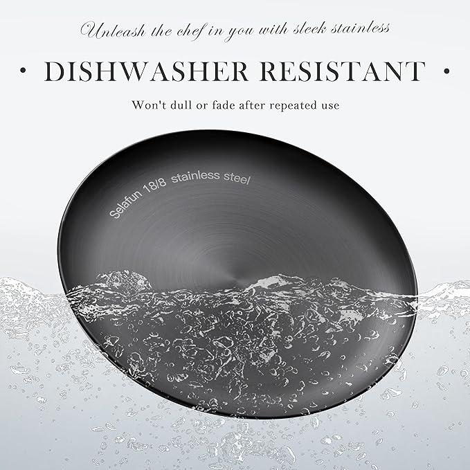 Stainless Steel Plates Metal 18/8 Round Dinner Plates - Set of 4 - Food-Grade Dishwasher Safe 9inch