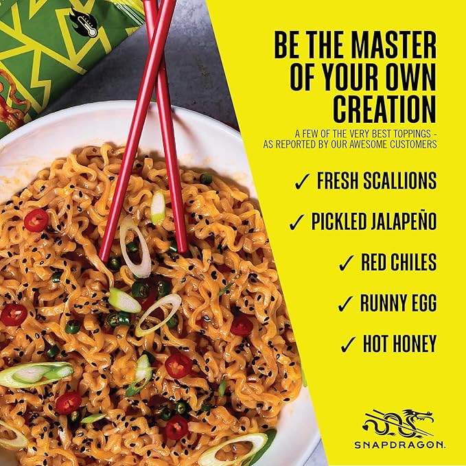 Snapdragon Saucy Instant Noodles with Spicy Buffalo Ranch Slurpable Sauce - Quick Meal, Snack, and