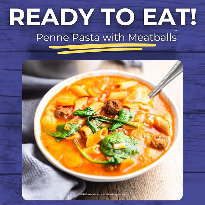 HMR Penne Pasta with Meatballs Entrée | Pre-packaged Lunch or Dinner to Support Healthy Eating |