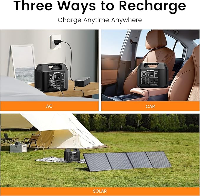 SinKeu Portable Power Station 80000mAh,256Wh LiFePO4 Battery Backup,300W AC Outlets, Power Bank for