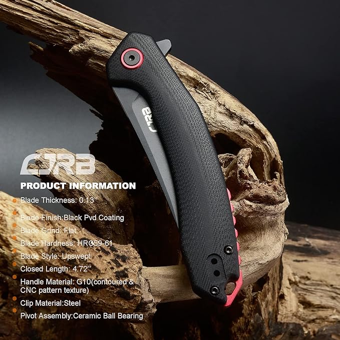 CJRB Tactical Knife, Small Folding Pocket Knife with AR-RPM9 Steel Blade and G10 Handle for Men