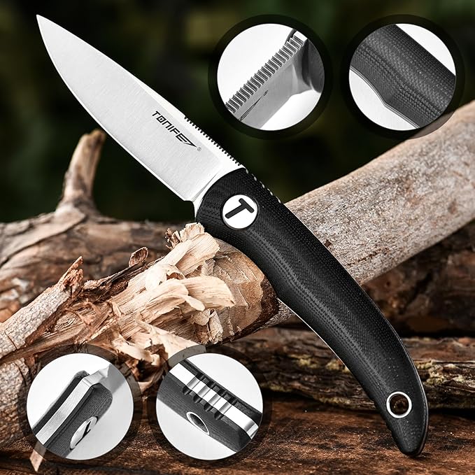 TONIFE Nova 2.68'' Blade Mini Neck Knife Full Tang Fixed Blade Knife with Kydex Sheath and