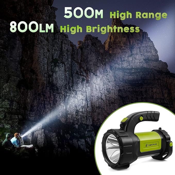 AlpsWolf Camping Lantern Rechargeable, LED Flashlight Spotlight Lantern with 800LM, 3600 mAh, Strap