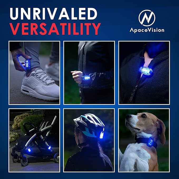 LED Safety Light (2 Pack) - Clip On Strobe/Running Lights for Runners, Dog, Bike, Walking, Boat
