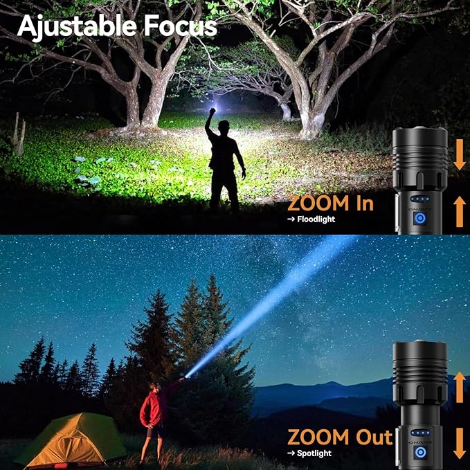 Flashlight Rechargeable 2000 High Lumens IPX6 Waterproof Super Bright Flashlight with 7 Modes & COB
