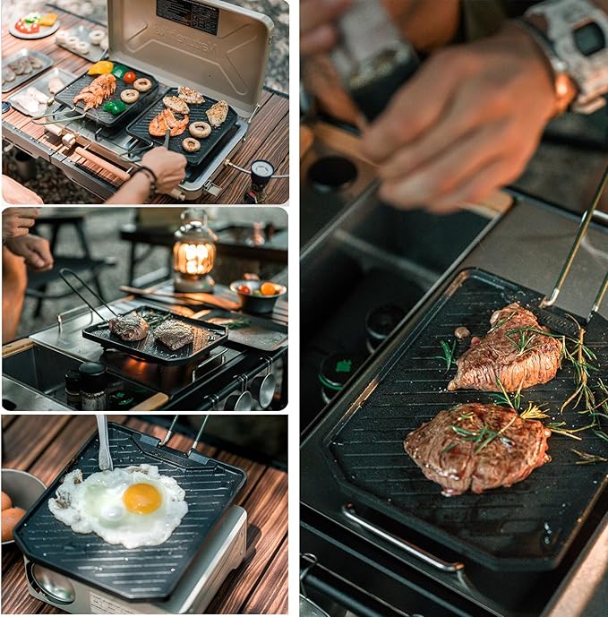 Naturehike Camping Frying Pans Nonstick With Folding Handle, Square Portable Grill Pan for Cooking