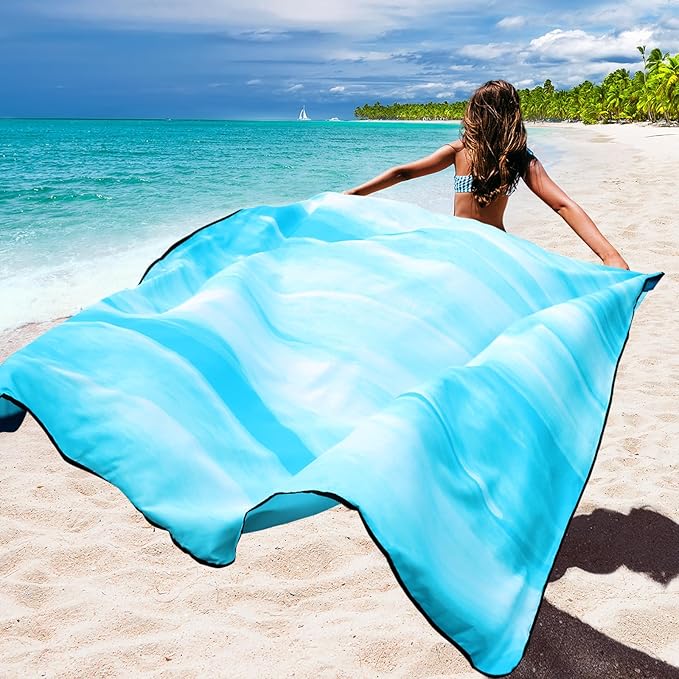 Beach Blanket Waterproof Sandproof Beach Mat 79" X 83"/10'x9'for 2-8 Adults Quick Drying Outdoor