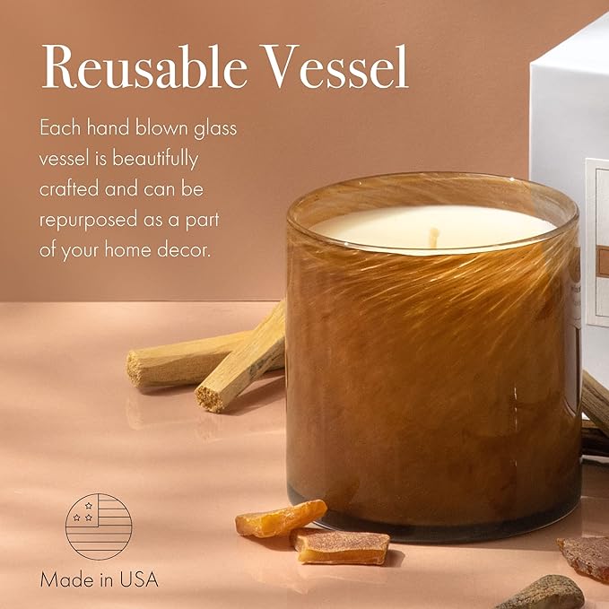 LAFCO New York Classic Candle, Amber Black Vanilla - 6.5 oz - 50-Hour Burn Time - Reusable, Hand
