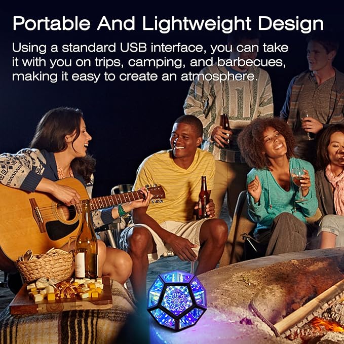 Infinity Mirror Light Infinite Dodecahedron Color Art Light for Gaming Room Decor 3D Hyper Cube