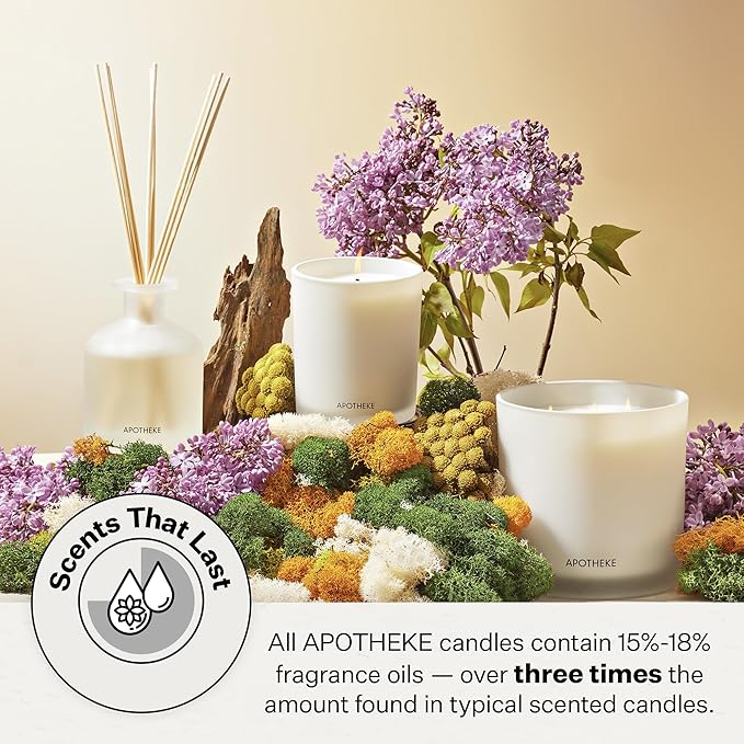 Apotheke 3-Wick Scented Candles for Home, Hinoki Lavender - 26 oz Soy Wax Jar Candle Gift for Women