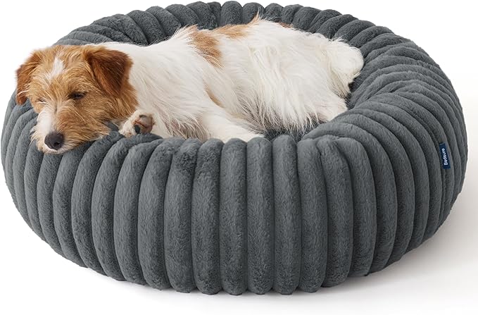 Bedsure Donut Small Dog Bed - Dog Beds for Small Dogs with Corduroy Fleece & Anti Slip Bottom
