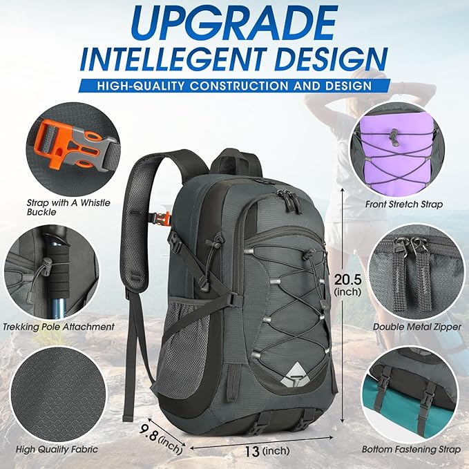 IGOLUMON Hiking Backpack 40L Packable Lightweight Camping Backpack Men Women Waterproof Hiking