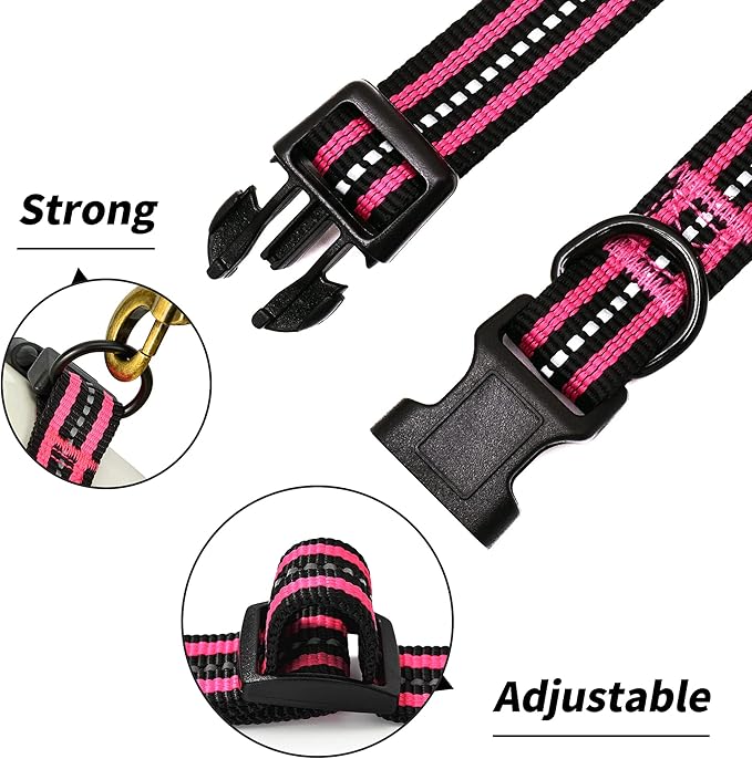 Mile High Life Reflective Dog Collar | Nylon Pet Collars wiith Buckle | Light Weight Puppy Collars