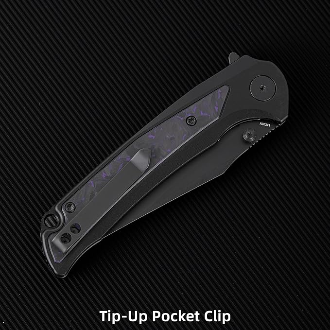 EDC Pocket Knife, 3.6" 14C28N Aluminium With Steel Inlay Handle, Folding Knife for Camping Hiking