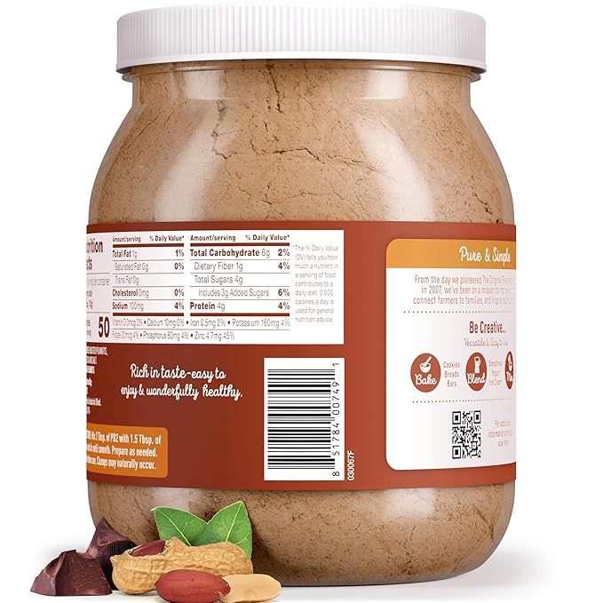 PB2 Powdered Chocolate Peanut Butter with Cocoa | 2lb Jar | 4g of Protein, 90% Less Fat, Certified