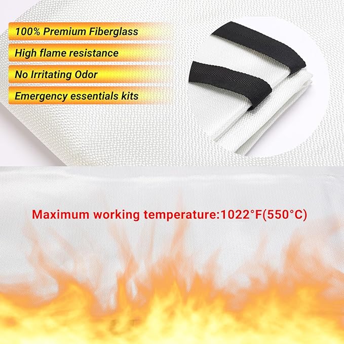 Heavy-Duty Emergency Fire Blanket, 4 Pack ??Fireproof Fiberglass Blanket for Kitchen, Home, Car