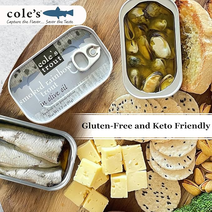Cole?™s Patagonian Smoked Mussels Canned with Lemon & Garlic in Extra Virgin Olive Oil | 4oz