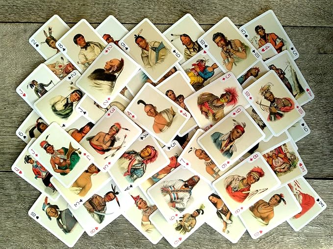Indians Playing Cards (Poker Deck 54 Cards All Different) Vintage Retro Native American Portraits