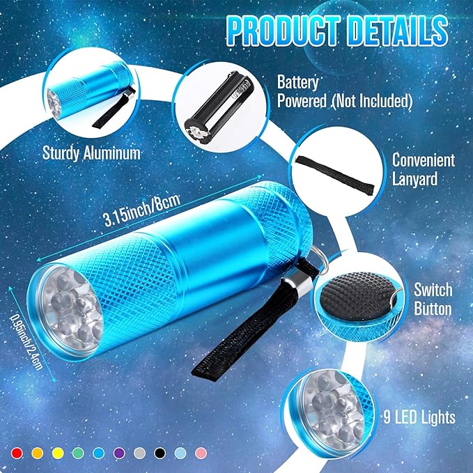 VIHOSE 150 Pcs Mini Flashlights Bulk, Bright Flashlights Set, Aluminum LED Handheld Torches for