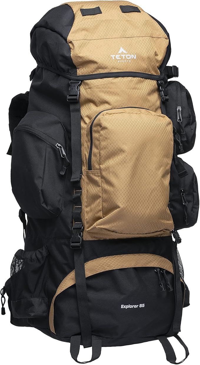 Teton 85L Explorer Internal Frame Backpack for Hiking, Camping, Backpacking, Rain Cover Included