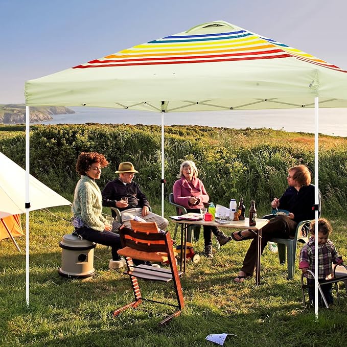 EAGLE PEAK Pop Up Canopy Tent with Wheeled Carry Bag, 8 Stakes, 4 Ropes, 4 Weight Bags, Easy Set Up