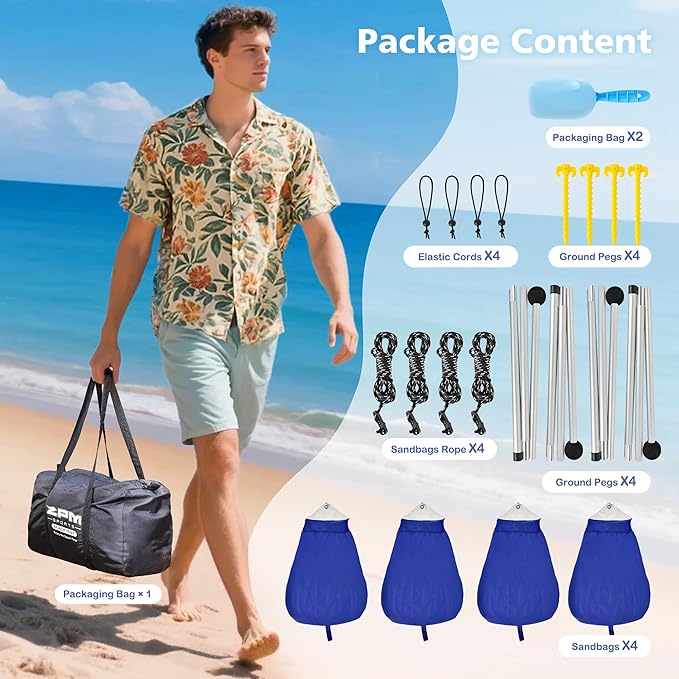 2PM SPORTS Beach Tent Canopy with UPF50+ UV Protection, Outdoor Large Beach Sun Shade Shelter for