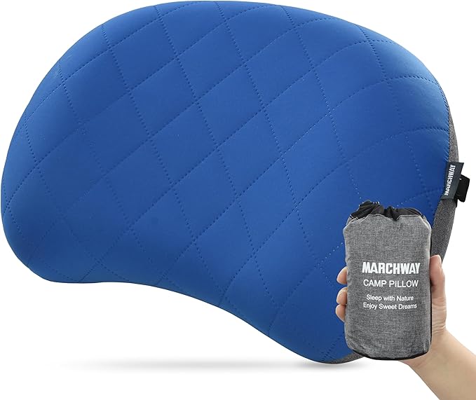 MARCHWAY Ultralight Inflatable Camping Pillow with Soft Washable Cover, Compact Compressible