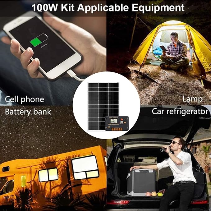 ECO-WORTHY 100 Watt 12 Volt Solar Panel Kit for RV Battery Boat Trailer Cabin Garden Shed Home: